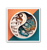 Artistic representation of life cycle on canvas.